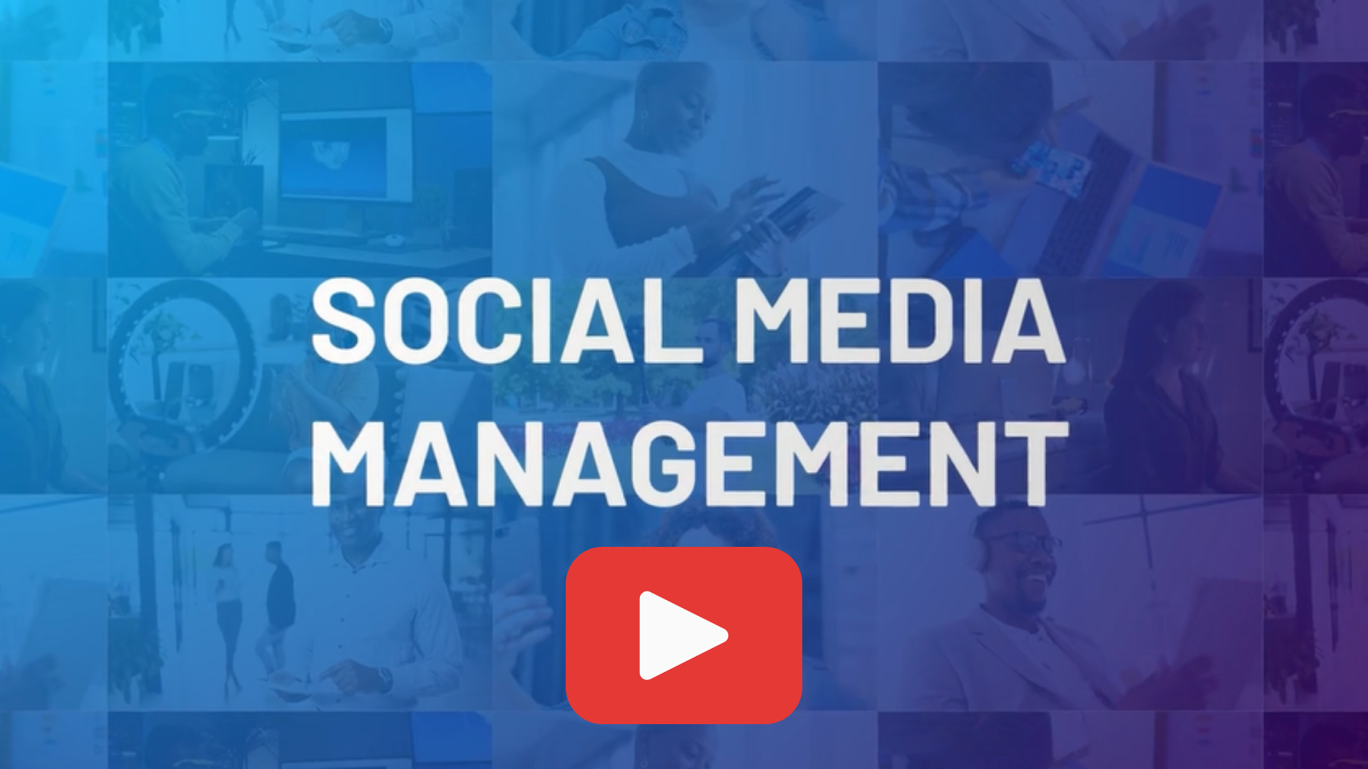 A YouTube logo with the word social media management